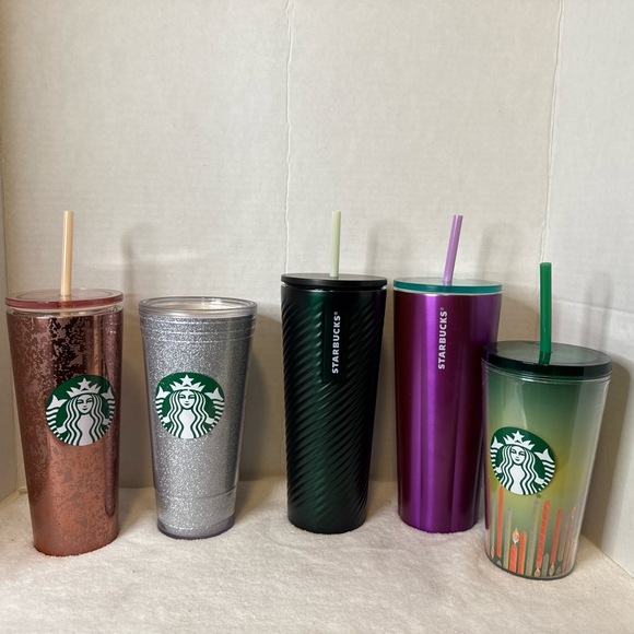 Starbucks Other - Lot of 5 Assorted Used Starbucks Tumblers‎ - Birthday Glitter Pink